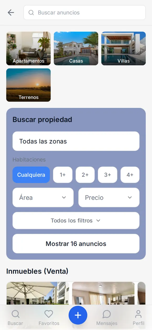 Captura: anuncios por categoría y zona