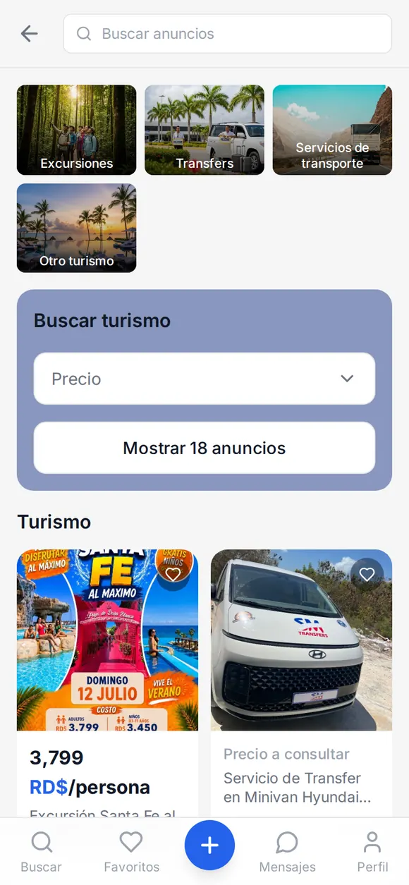 Captura: categoría de turismo