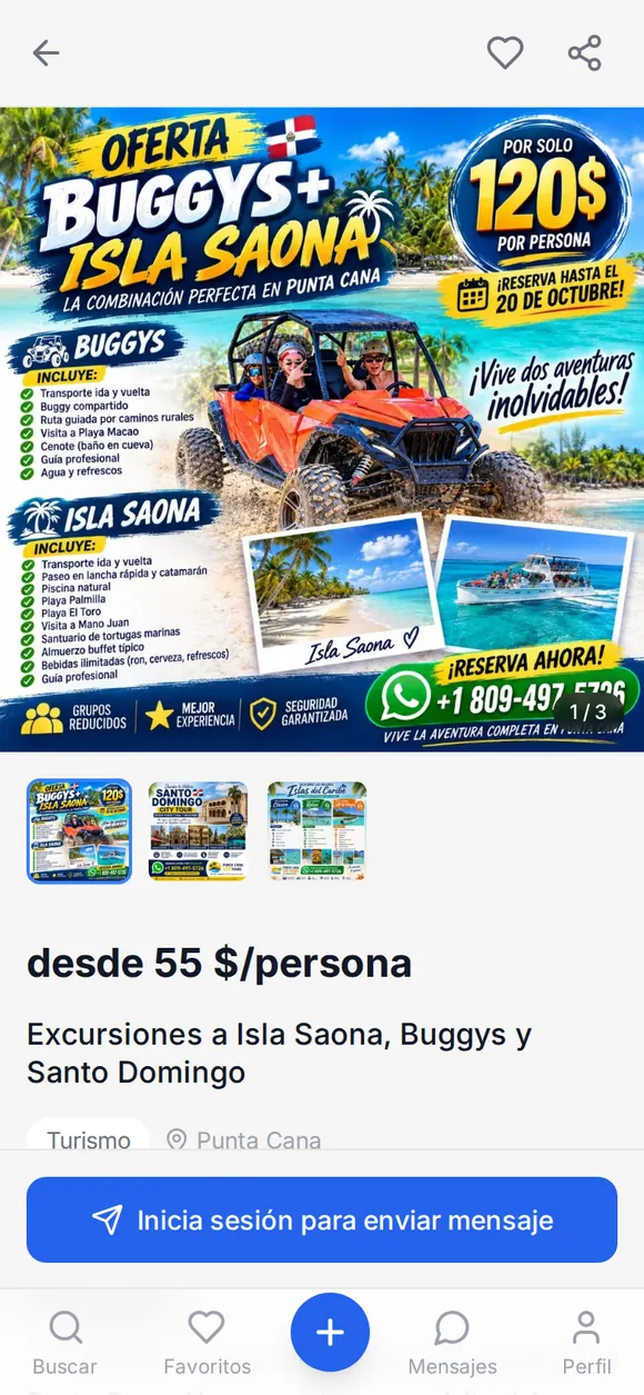 Captura: anuncio de una excursión